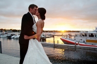 bride groom sunset