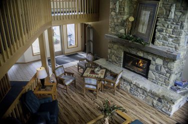 Relaxing Fireplace and Lounge Area at Resort