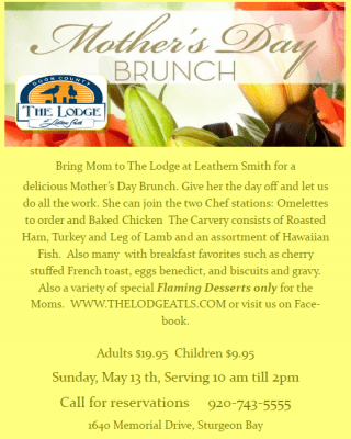 Mother's Day Brunch - Door County - The Lodge at Leathem Smith